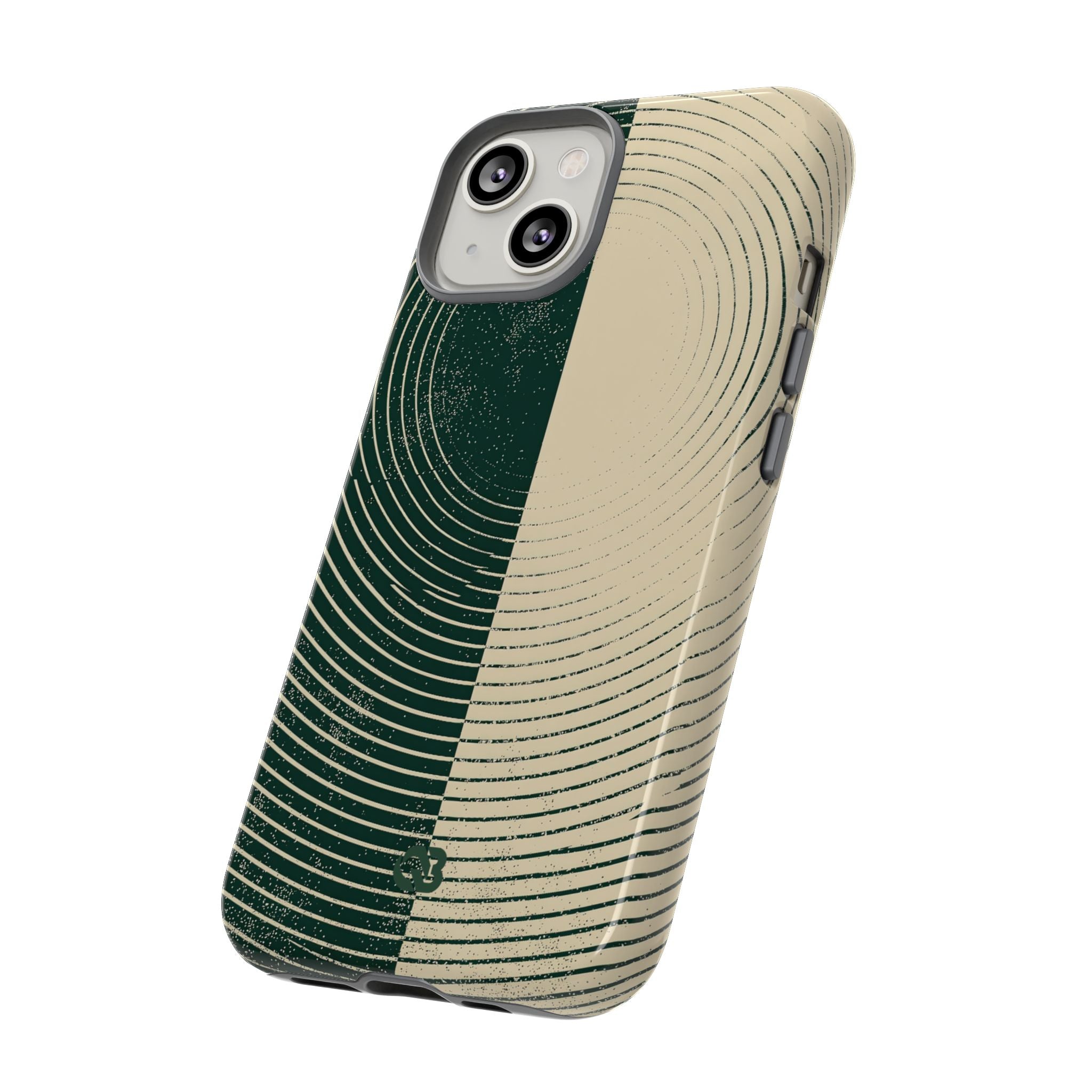 Green Tough Phone Case for iPhone - Evergreen Split Grain
