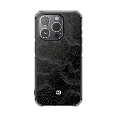 Black Impact MagSafe Phone Case for iPhone - Obsidian Topo Wireframe
