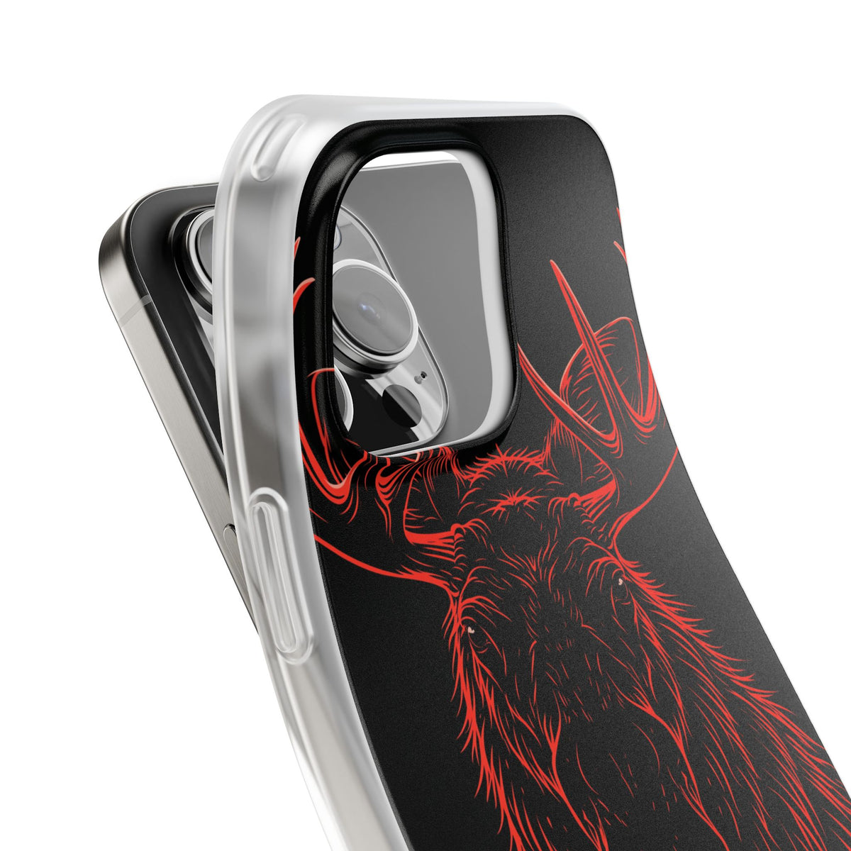 Crimson Horizon Moose · Lite Phone Case for iPhone ·  Black
