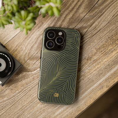 Green Tough Phone Case for iPhone - Dark Olive Plume