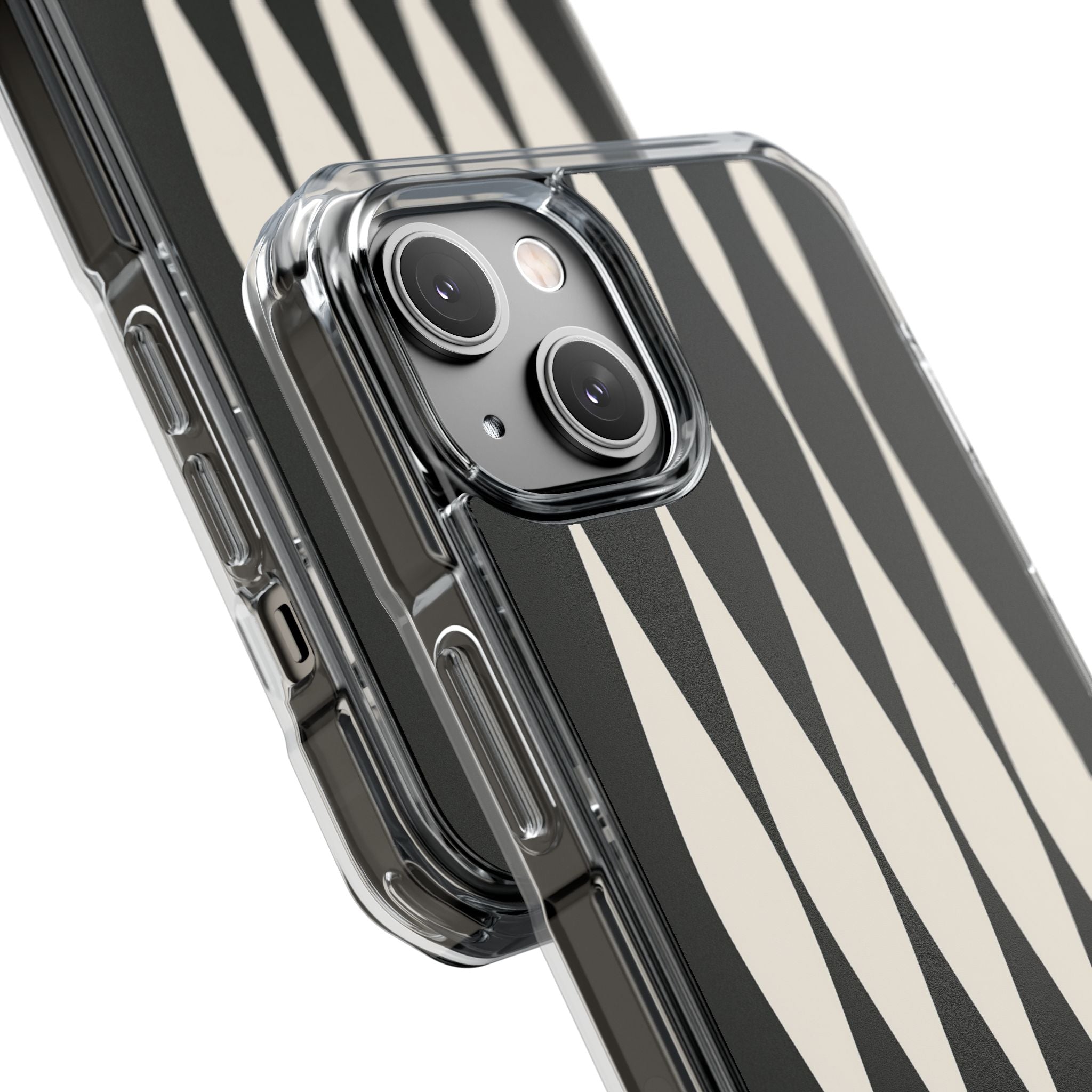 Black Impact MagSafe Phone Case for iPhone - Ivory Spindle Grid