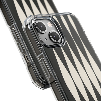 Black Impact MagSafe Phone Case for iPhone - Ivory Spindle Grid