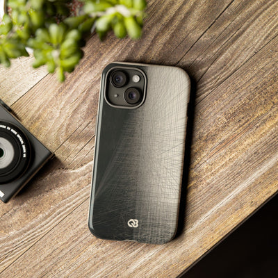 Beige Tough Phone Case for iPhone - Brutalist Graphite Grid