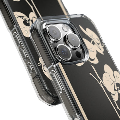 Black Impact MagSafe Phone Case for iPhone - Obsidian Bone Orchid