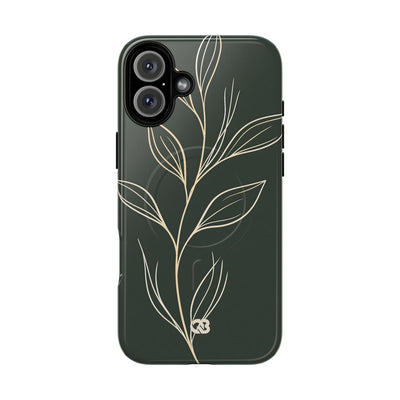 Minimal Botanical Stem · Tough 2.0 Magnetic Phone Case for iPhone · Green