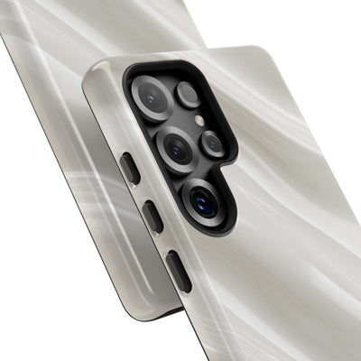 White Tough Phone Case for Samsung - Polished Ivory Wave