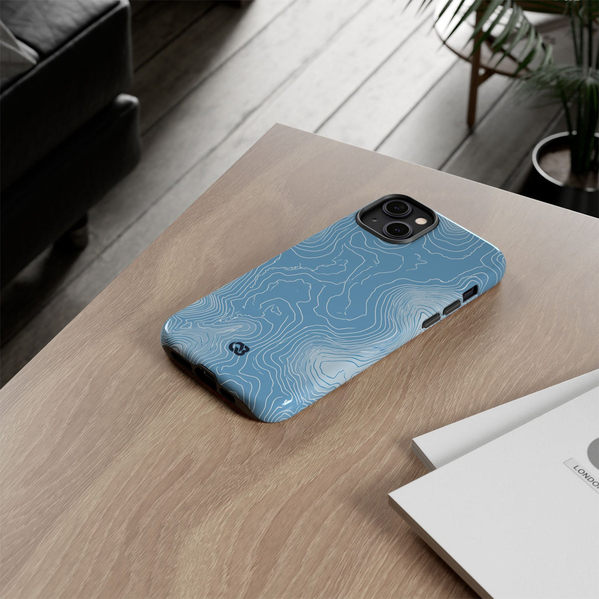 Blue Tough Phone Case for iPhone - Glacial Ridge Topo