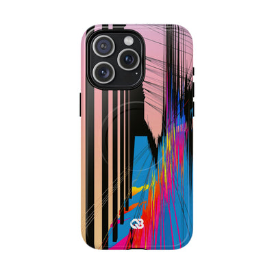 Blue Tough 2.0 Magsafe Phone Case for iPhone - Fractured Data Skyline