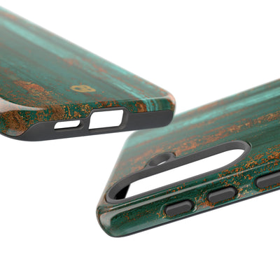 Teal Tough Phone Case for Samsung - Verdigris Copper Siding
