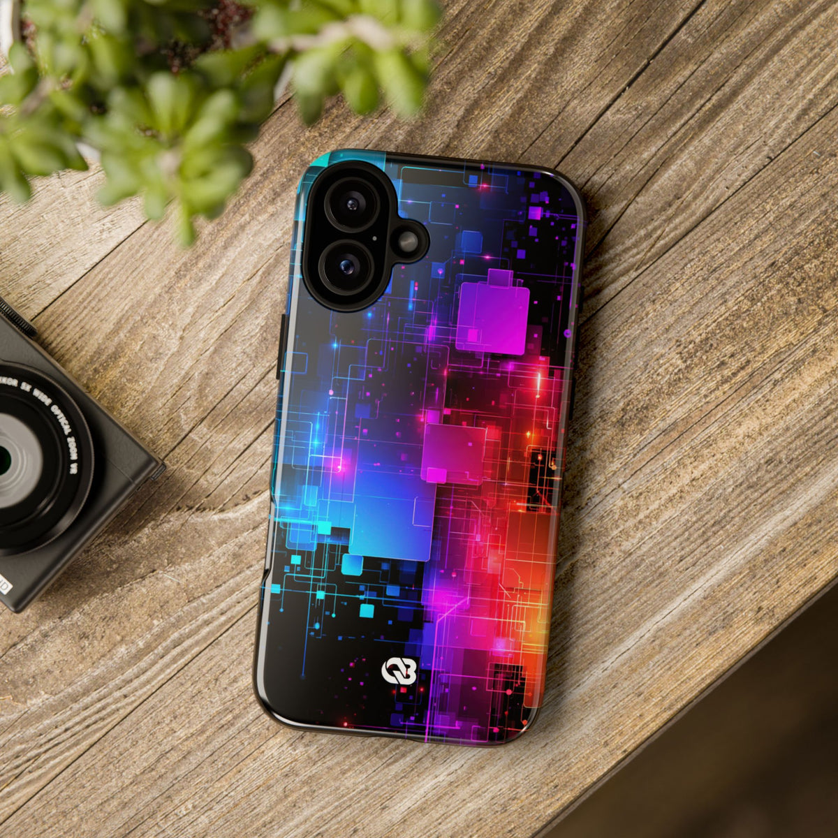 Spectral Circuit Grid · Tough Phone Case for iPhone · Black