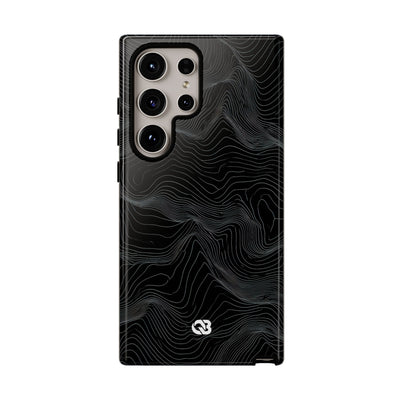 Black Tough Phone Case for Samsung - Obsidian Topo Wireframe