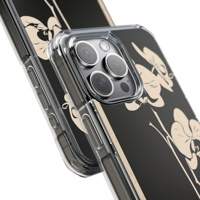 Black Impact MagSafe Phone Case for iPhone - Obsidian Bone Orchid