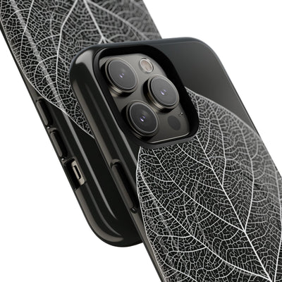Black Tough 2.0 Magsafe Phone Case for iPhone - Bleached Leaf Lattice