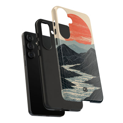 Beige Tough Phone Case for Samsung - Crimson Ridge Flow