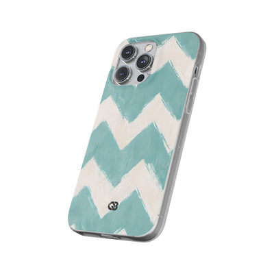 Teal Painted Chevron · Soft Phone Case for iPhone