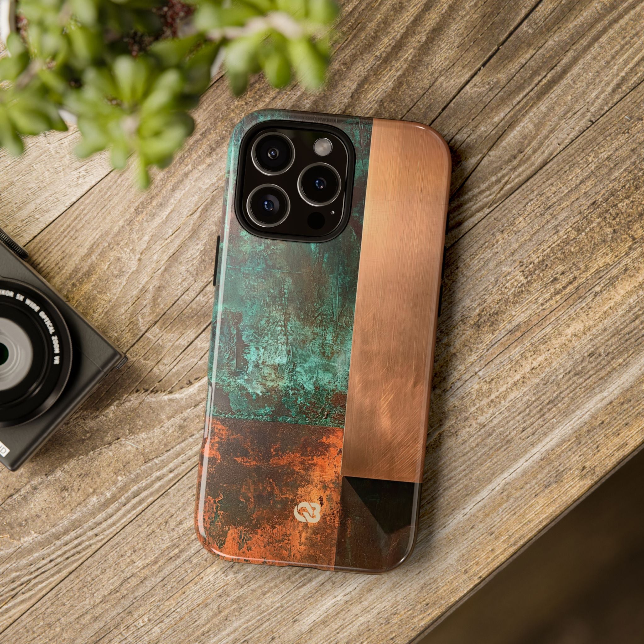 Teal Tough Phone Case for iPhone - Verdigris Copper Slab