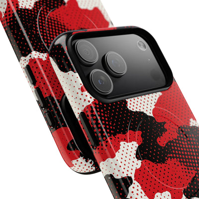Crimson Halftone Camo · Tough 2.0 Magnetic Phone Case for iPhone · Red