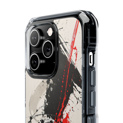 Crimson Sumi Slash · Clear Impact Magnetic Phone Case for iPhone · White