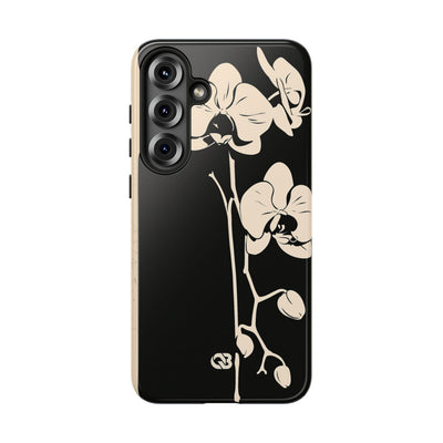 Black Tough Phone Case for Samsung - Obsidian Bone Orchid