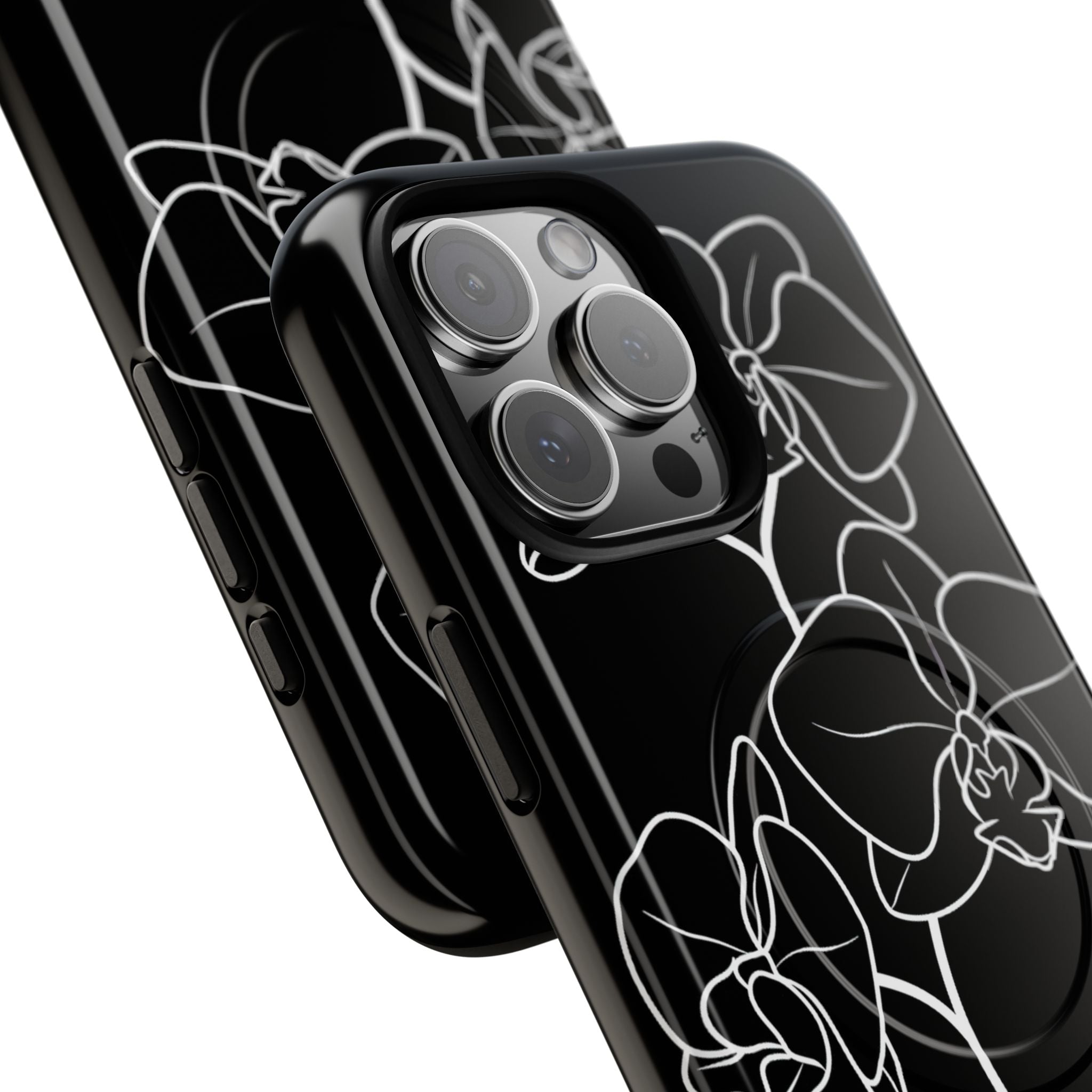 Black Tough 2.0 Magsafe Phone Case for iPhone - Noir Alabaster Orchid