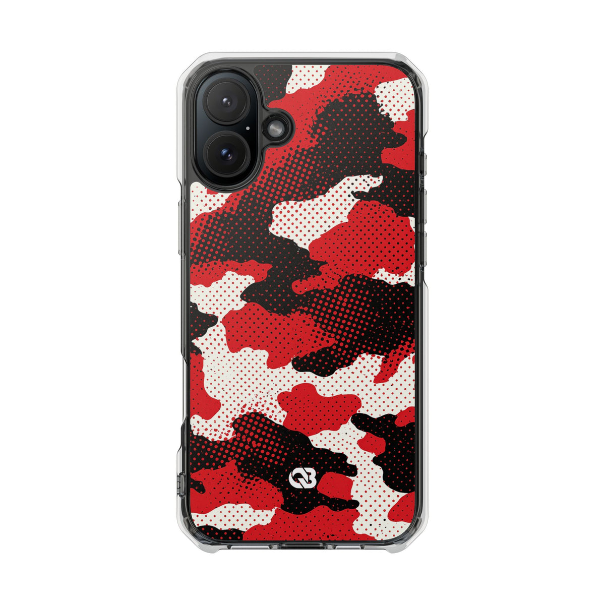 Crimson Halftone Camo · Clear Impact Magnetic Phone Case for iPhone · Red