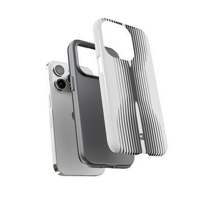 White Tough Phone Case for iPhone - Kinetic Mono Distortion