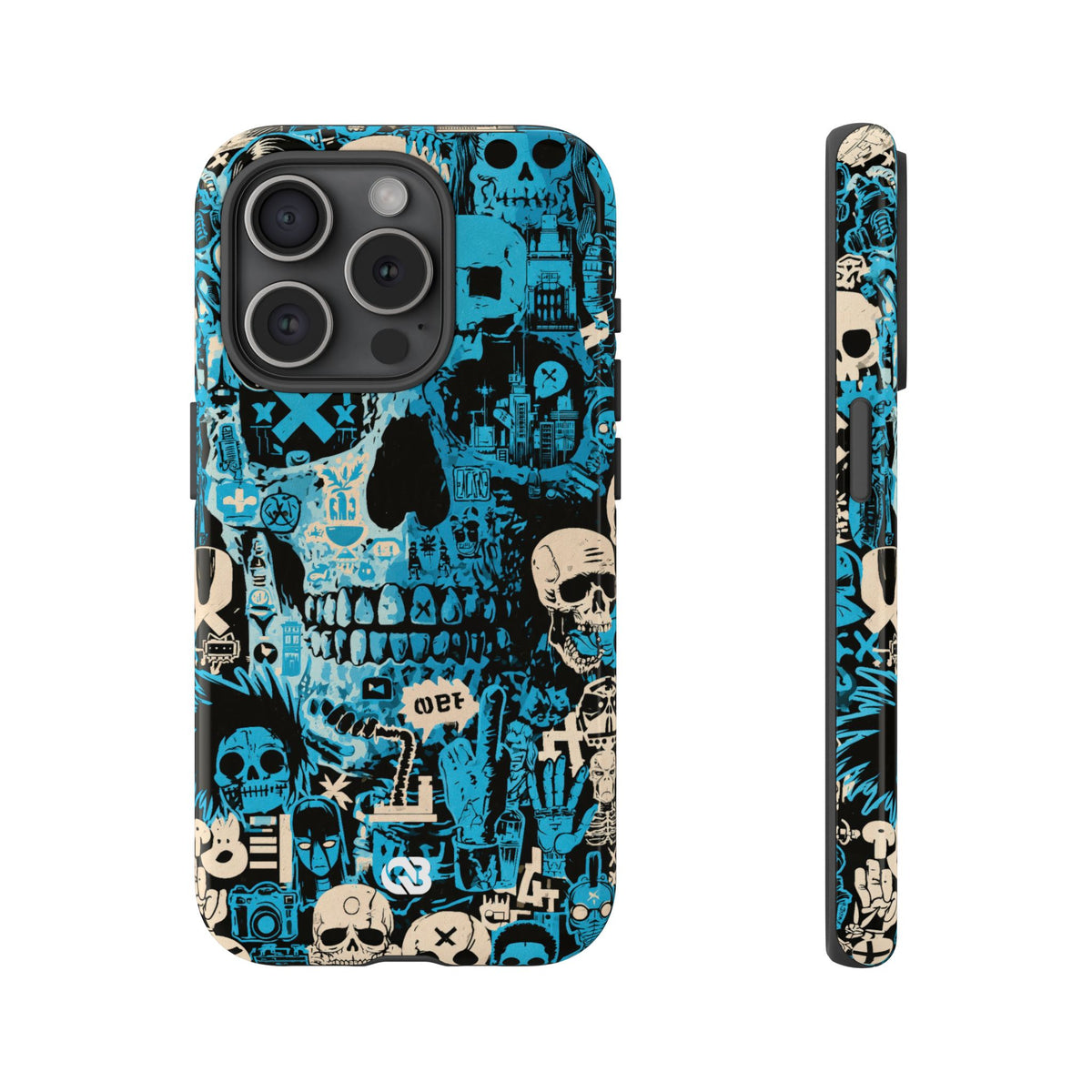 Electric Skull Graffiti · Tough Phone Case for iPhone · Blue