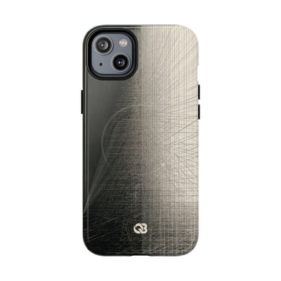 Beige Tough 2.0 Magsafe Phone Case for iPhone - Brutalist Graphite Grid