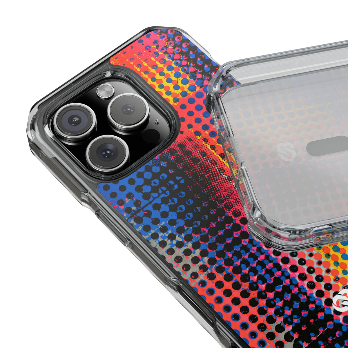 Chromatic Halftone Grid · Clear Impact Magnetic Phone Case for iPhone ·  Blue