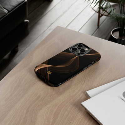 Brown Tough Phone Case for iPhone - Copper Silk Wave