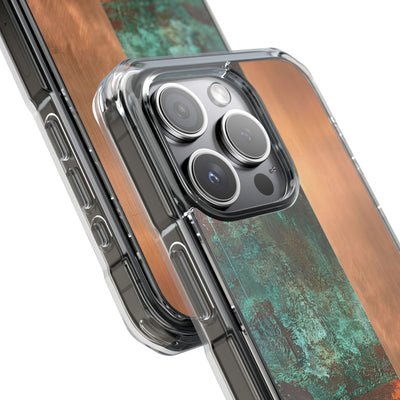 Teal Impact MagSafe Phone Case for iPhone - Verdigris Copper Slab