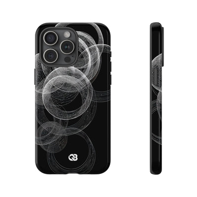 Black Tough Phone Case for iPhone - Kinetic Wireframe Orbit
