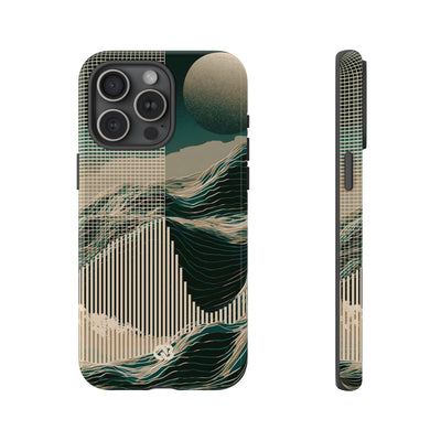 Green Tough Phone Case for iPhone - Lunar Moss Topography