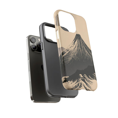 Beige Tough Phone Case for iPhone - Obsidian Ink Summit