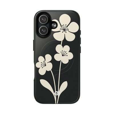 Black Tough 2.0 Magsafe Phone Case for iPhone - Obsidian Cream Bloom