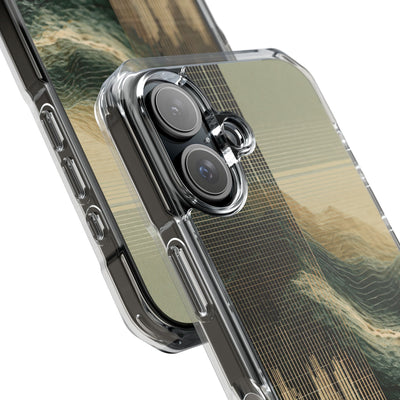 Beige Impact MagSafe Phone Case for iPhone - Veridian Data Ridge
