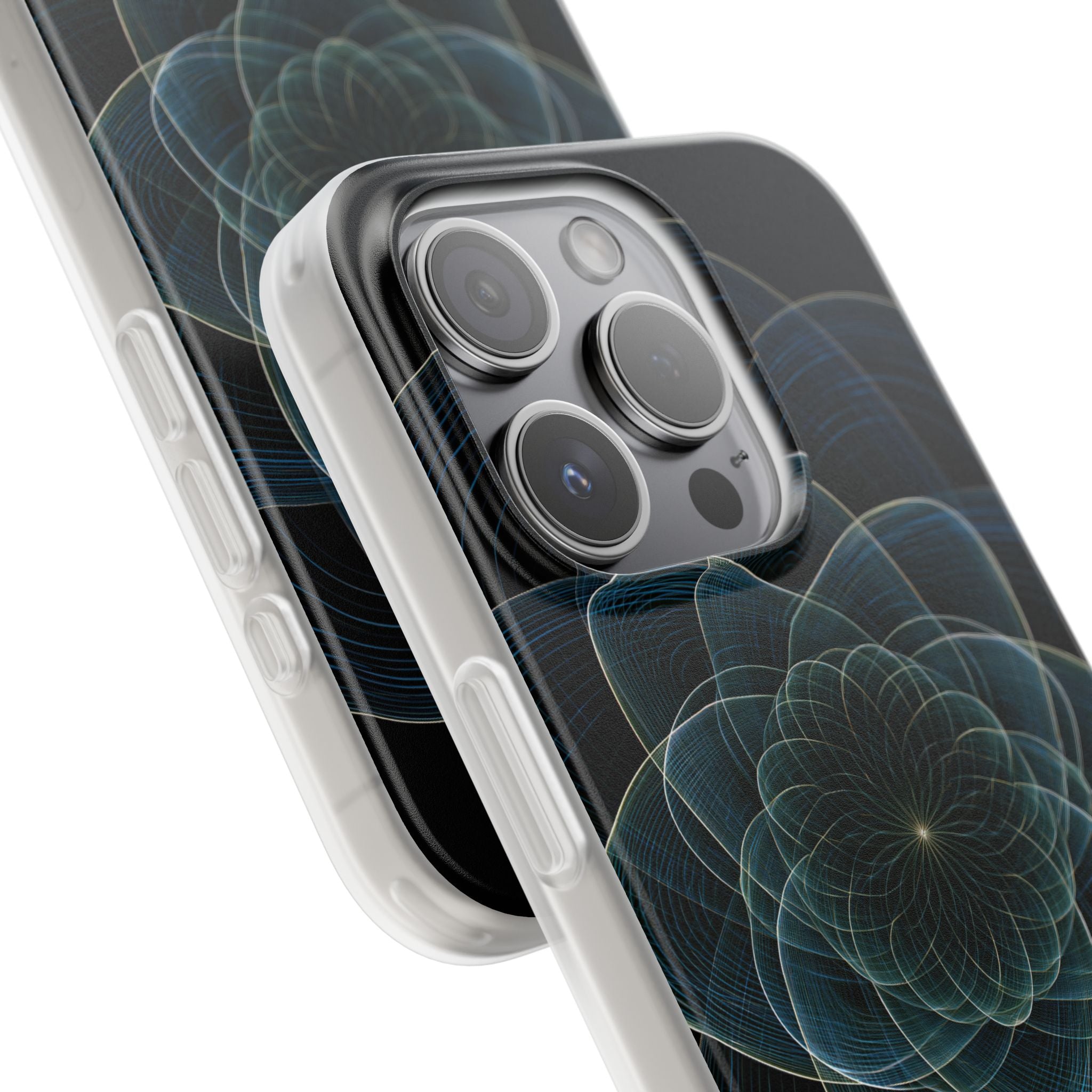 Blue Lite Phone Case for iPhone - Celestial Wireframe Bloom