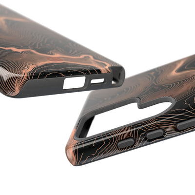 Orange Tough Phone Case for Samsung - Salmon Ridge Topo