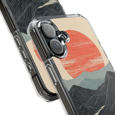 Beige Impact MagSafe Phone Case for iPhone - Crimson Ridge Flow