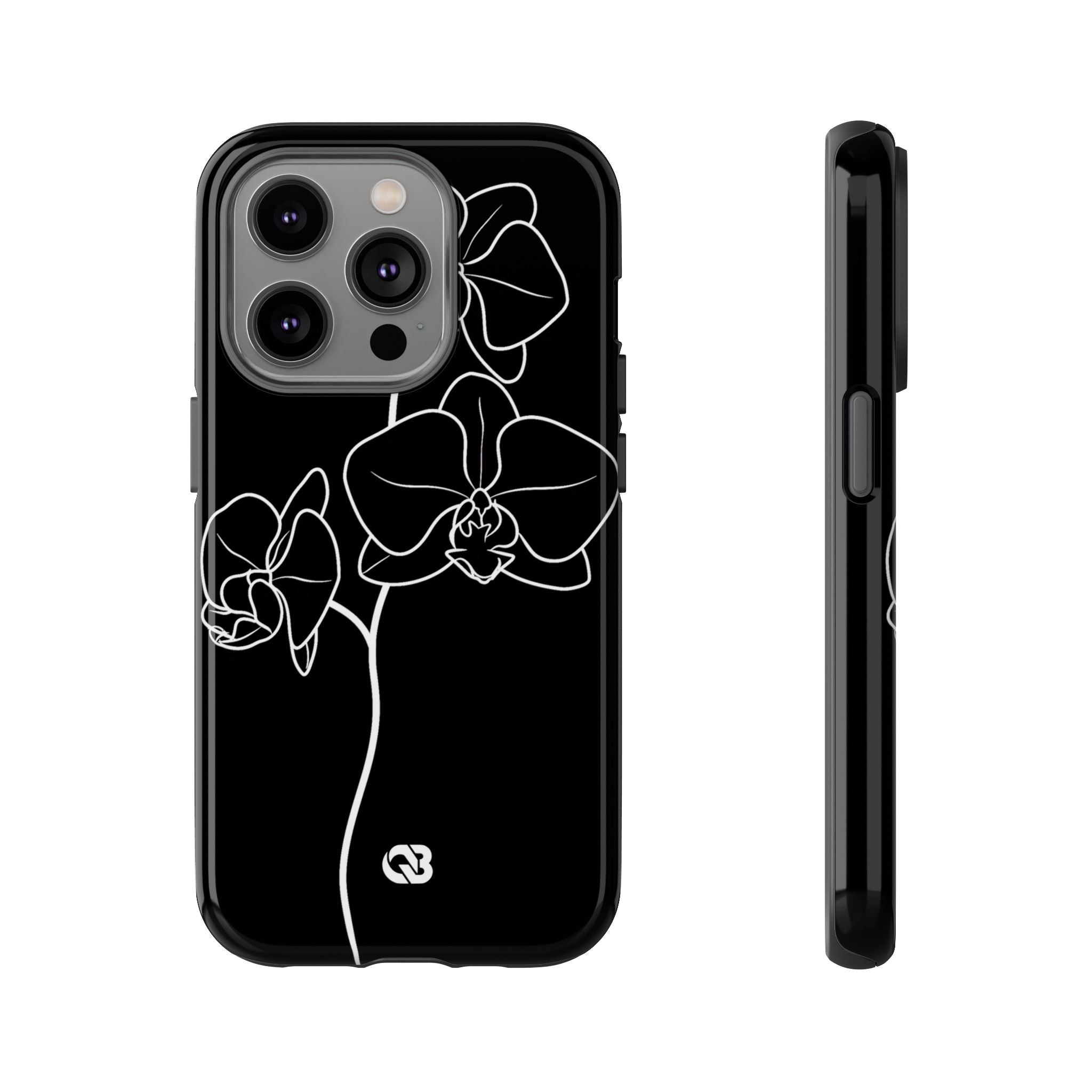 Black Tough Phone Case for iPhone - Noir Alabaster Orchid
