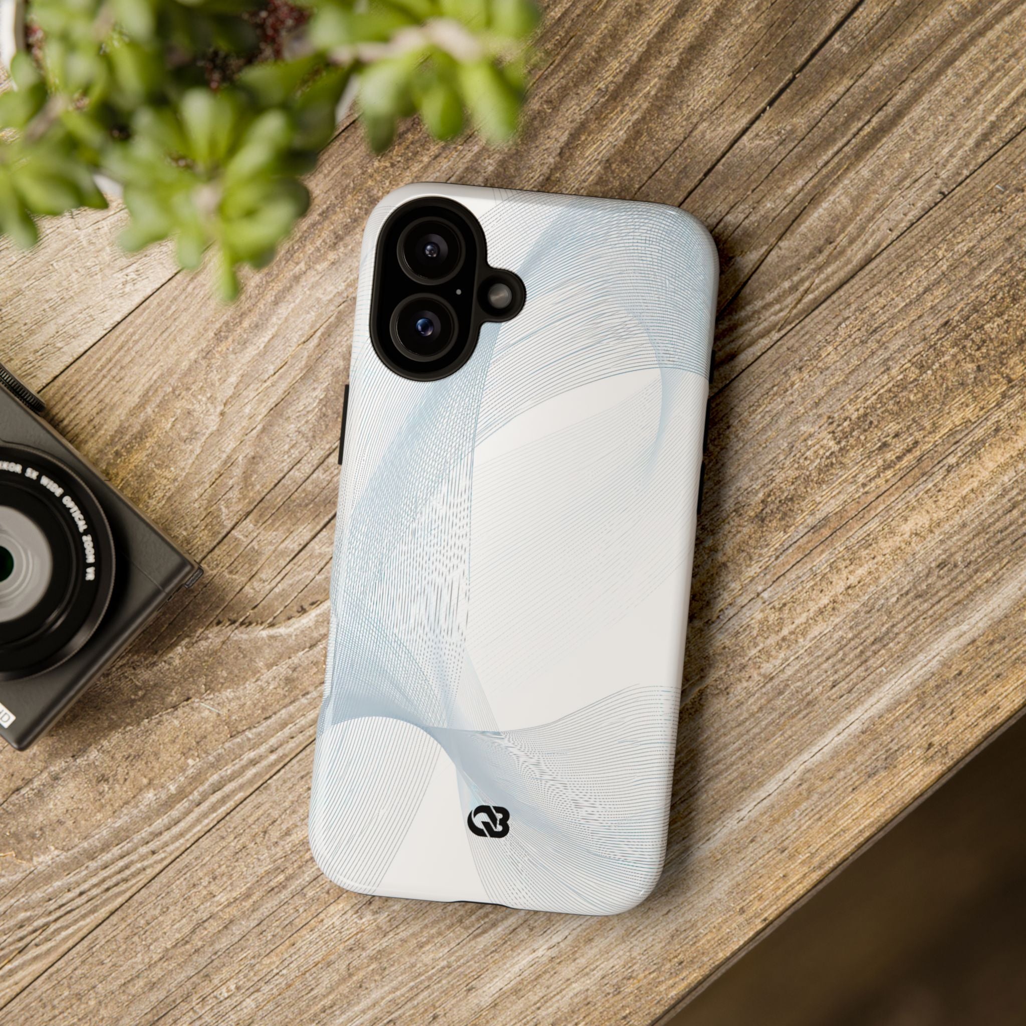 White Tough Phone Case for iPhone - Arctic Line Current