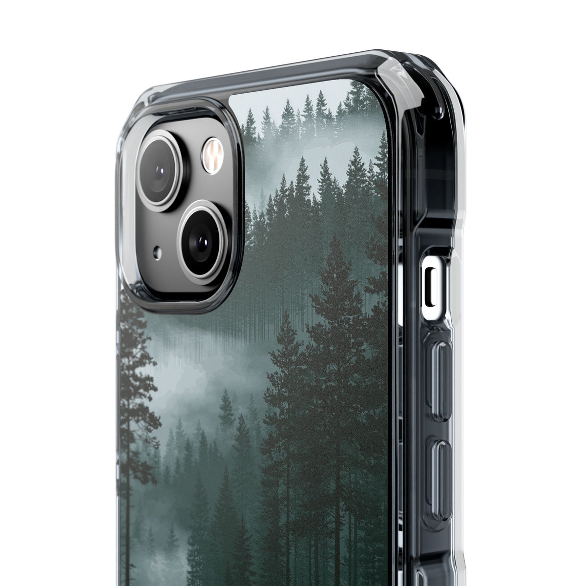 Misty Pine Reflections · Clear Impact Magnetic Phone Case for iPhone ·  Green