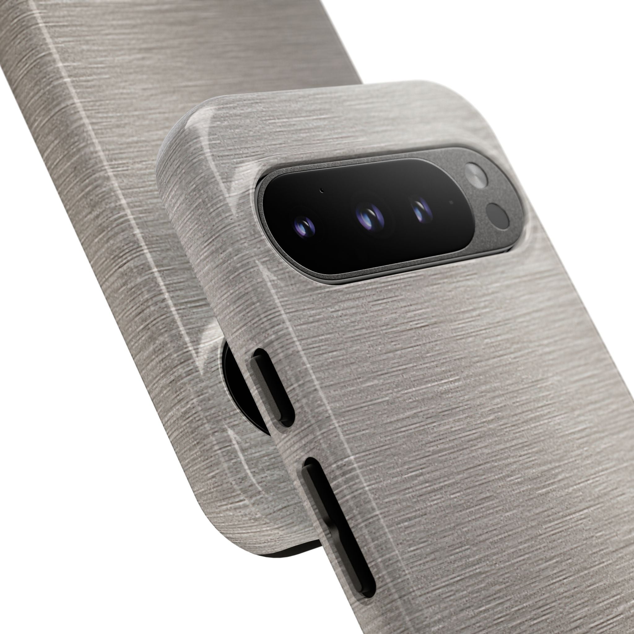 Grey Tough Phone Case for Google Pixel - Brushed Nickel Linen