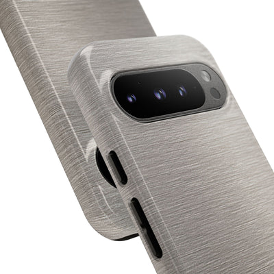 Grey Tough Phone Case for Google Pixel - Brushed Nickel Linen