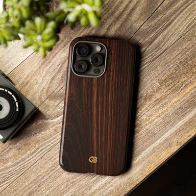 Brown Tough Phone Case for iPhone - Burnished Mahogany Grain