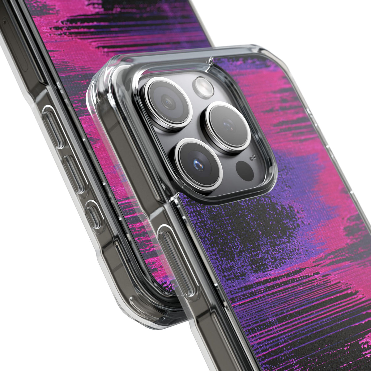 Neon Signal Shift · Clear Impact Magnetic Phone Case for iPhone · Purple