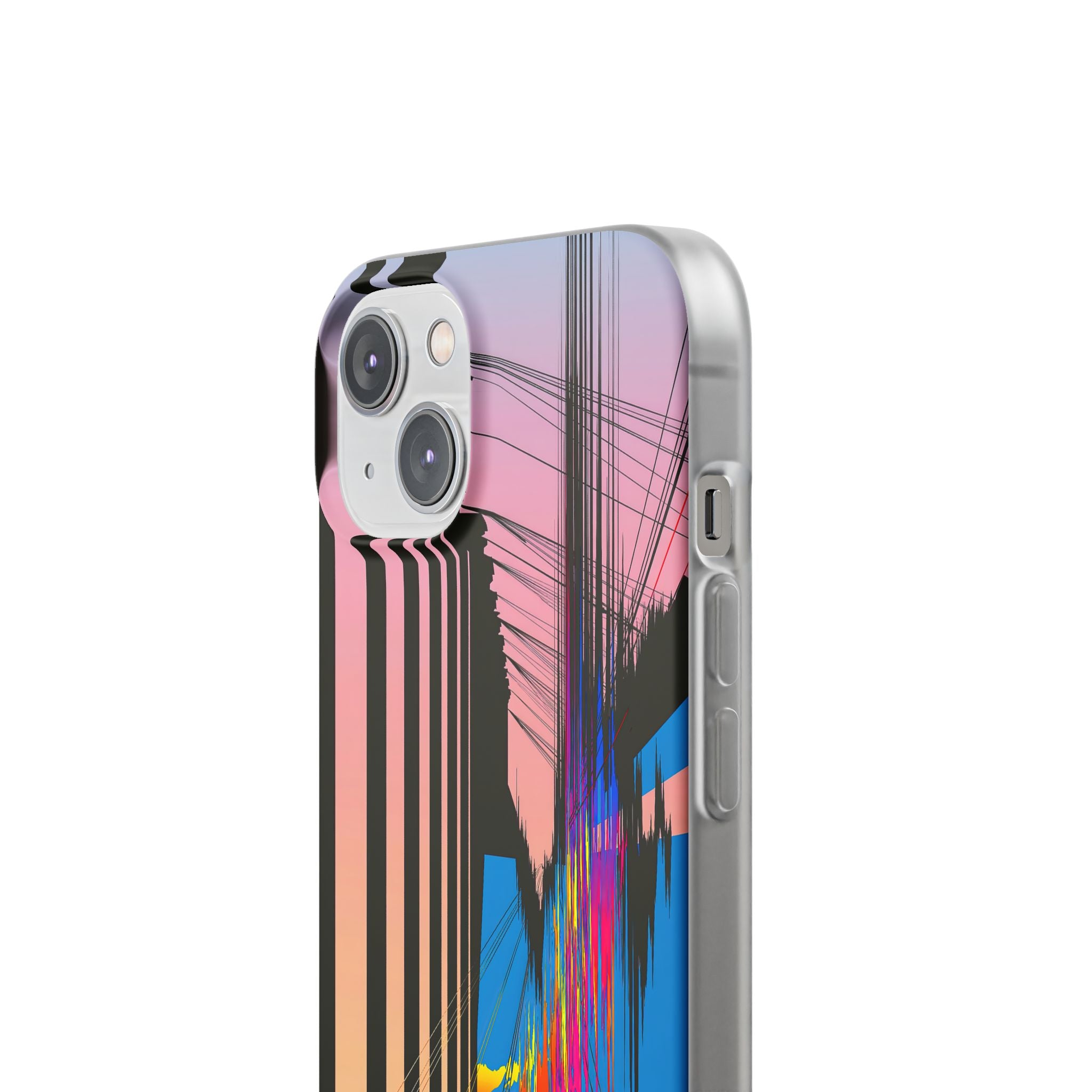 Blue Lite Phone Case for iPhone - Fractured Data Skyline