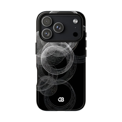 Black Tough Phone Case for iPhone - Kinetic Wireframe Orbit