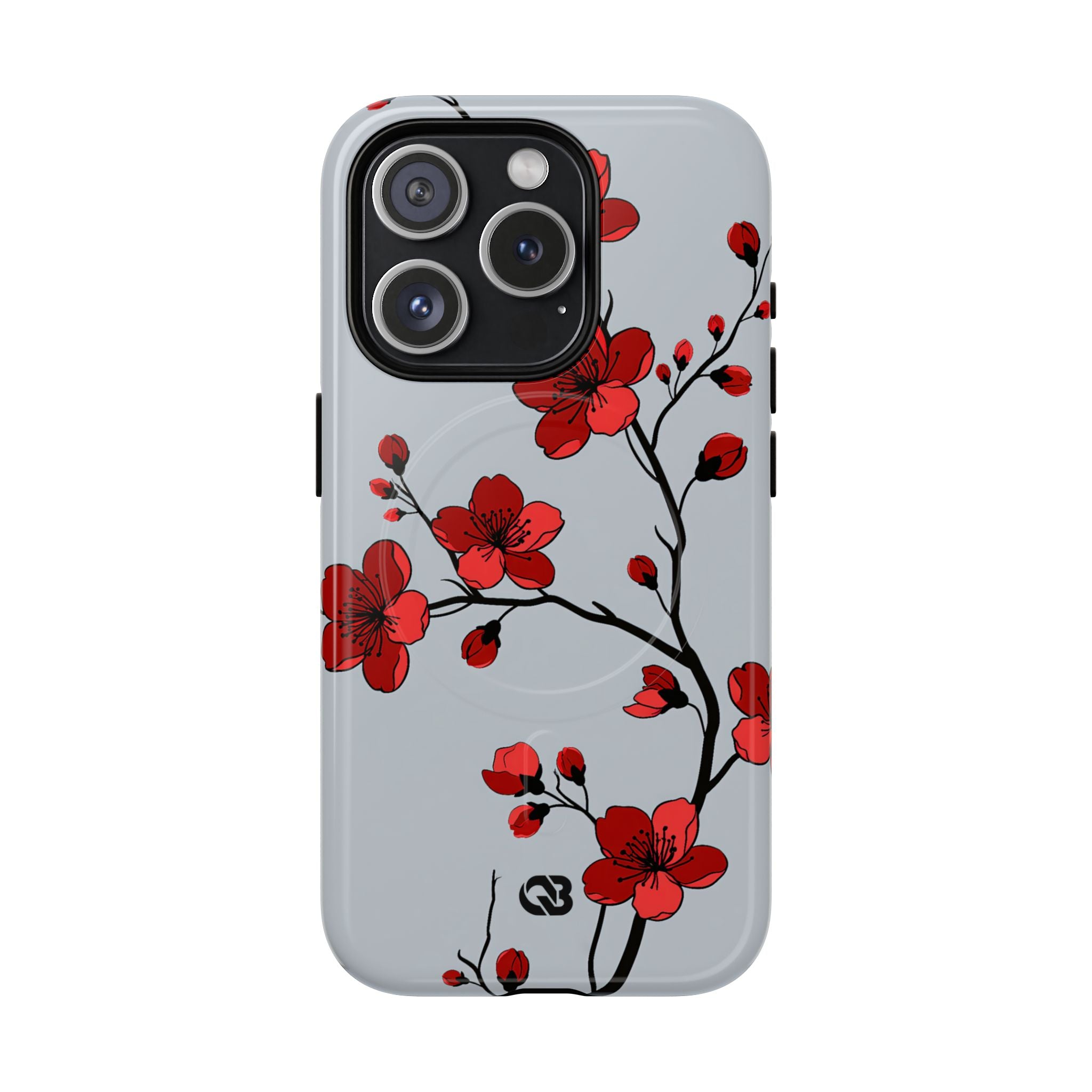 Grey Tough 2.0 Magsafe Phone Case for iPhone - Crimson Blossom Onyx