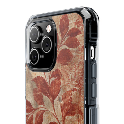Terracotta Botanical Fresco · Clear Impact Magnetic Phone Case for iPhone · Red